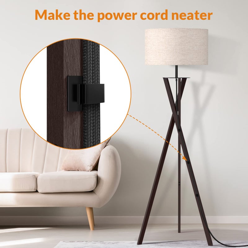 LEPOWER Tripod Floor Lamp, Mid Century Wood Floor Lamps for Living Room, Bedroom and Office, Flaxen Lamp Shade with E26 Lamp Base - Image 3